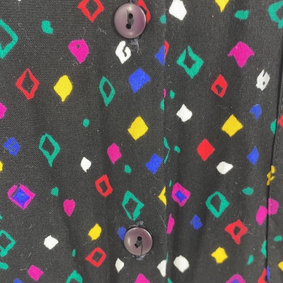 Touche L.A. Women's Vintage Black Geometric Print Button-Down Shirt Medium - Picture 4 of 8